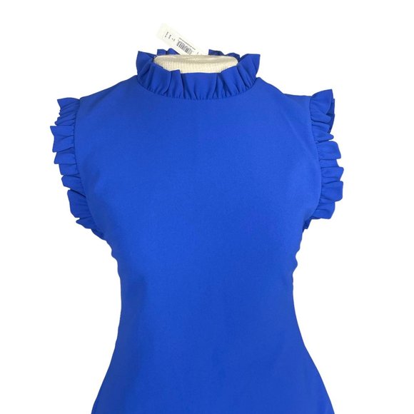 Alice + Olivia NWT 'Elsa' Ruffle Collar Mini Dress in 'Ultramarine' Blue Size 4 - Picture 5 of 16